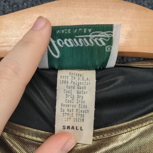 Vintage Joanna Metallic Gold Blouse Womens Size Small Short Sleeve Shiny - Picture 9 of 12